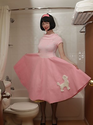 Poodle skirt bathroom slut featuring Julia the Suggestive Teacher
